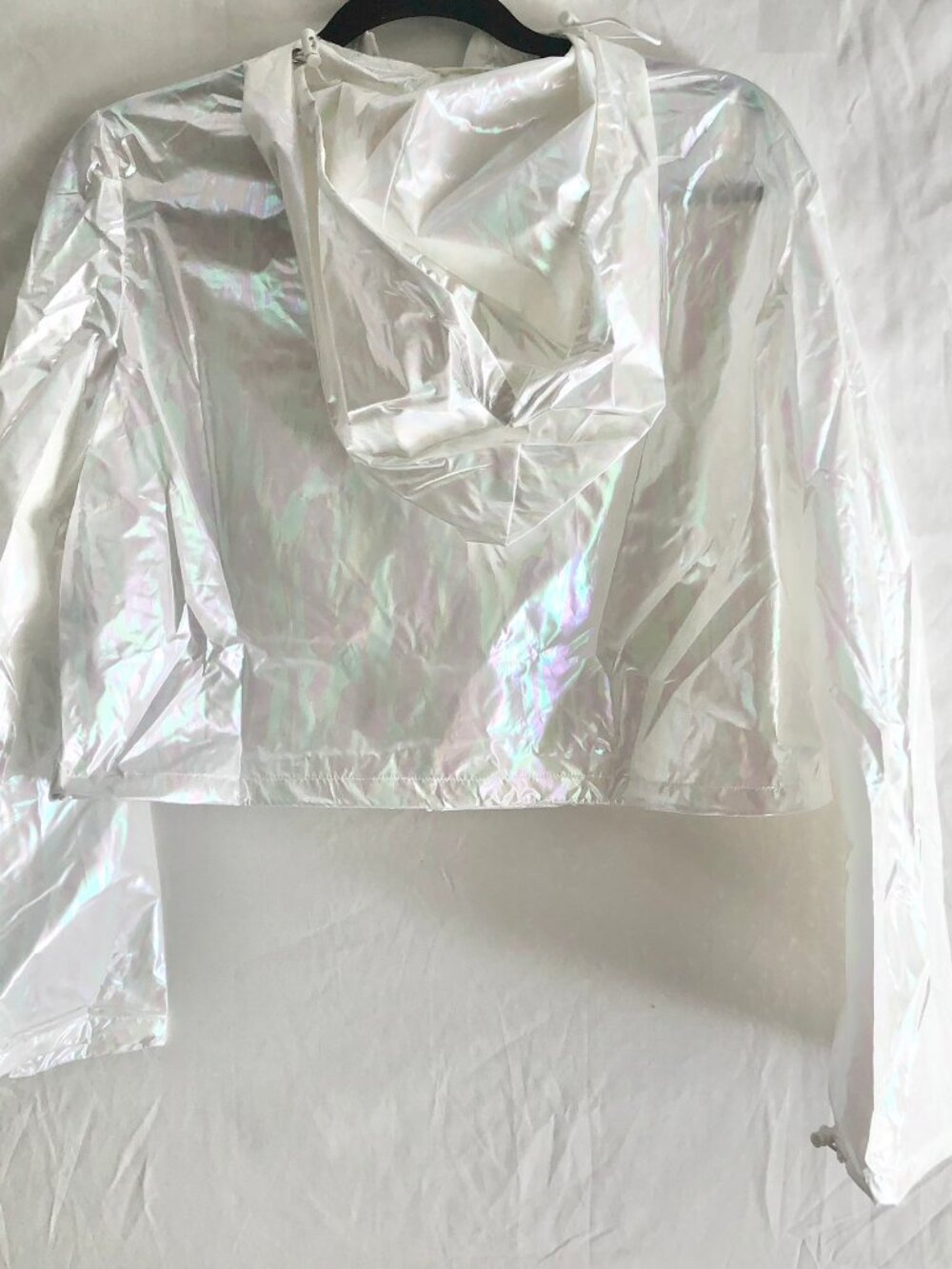 White Metallic Windbreaker Short Set Size S or L - Picture 3 of 6